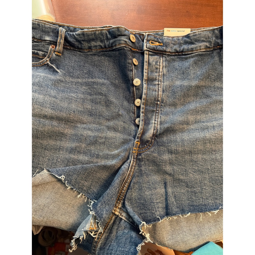 Old Navy Sky-Hi A-Line Denim Shorts‎ Womens 26 Blue Button Fly Cut Off